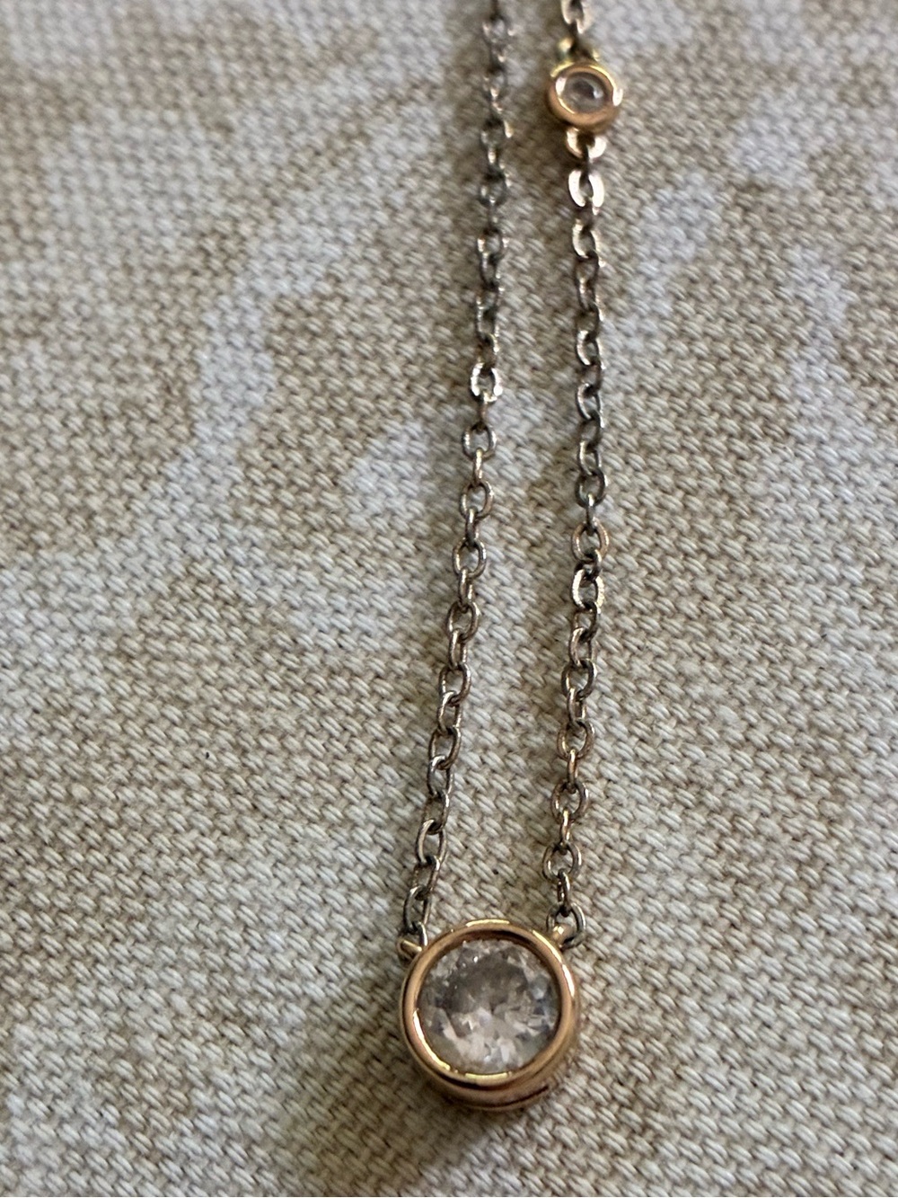 KJL Kennth Jay Lane CZ Silver Tone Chain Necklace 18โ